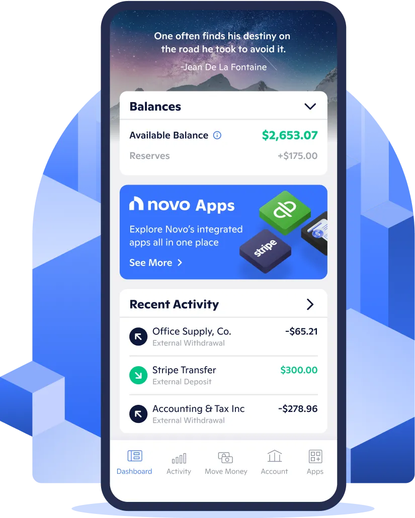 Novo balance overview in mobile