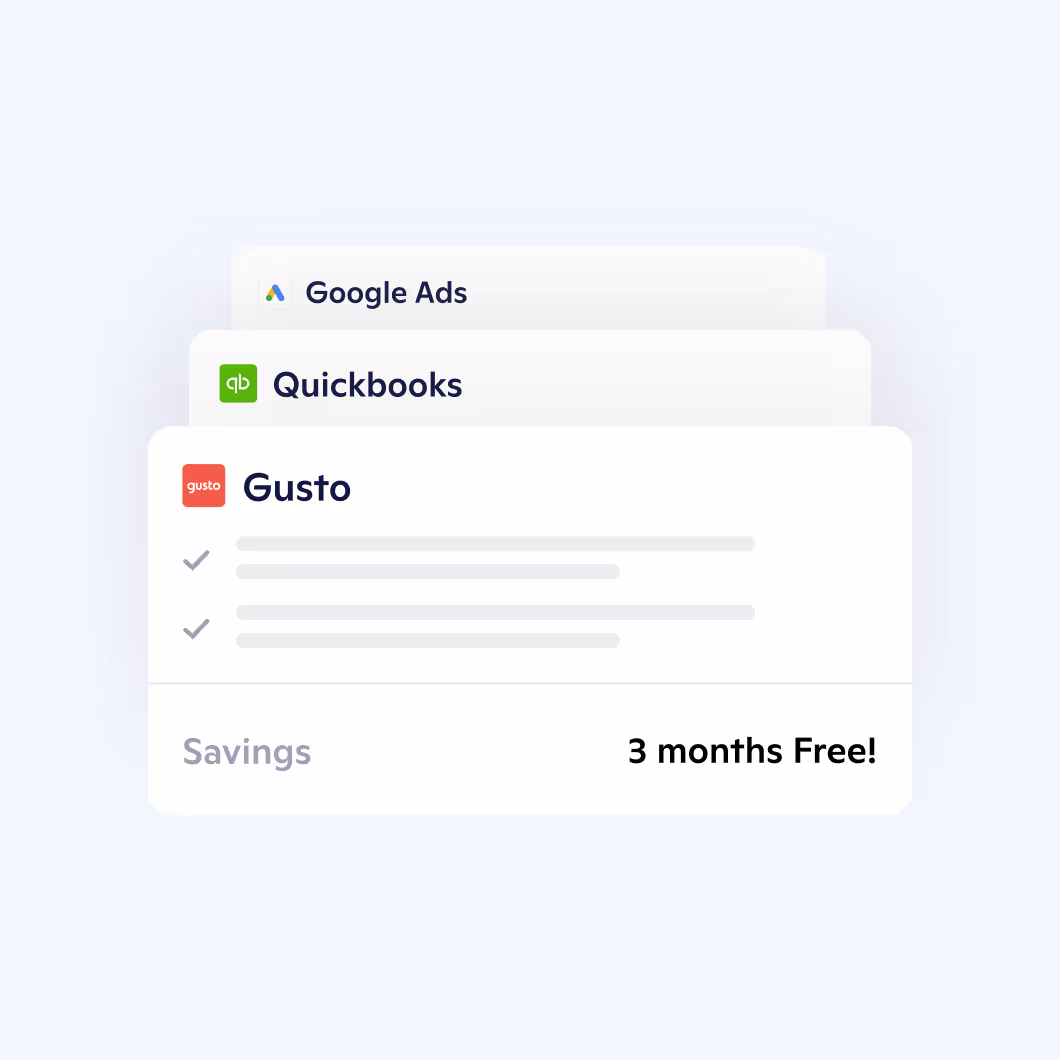 thousands on popular digital tools including QuickBooks, Gusto, and Hubspot with perks exclusive to Novo