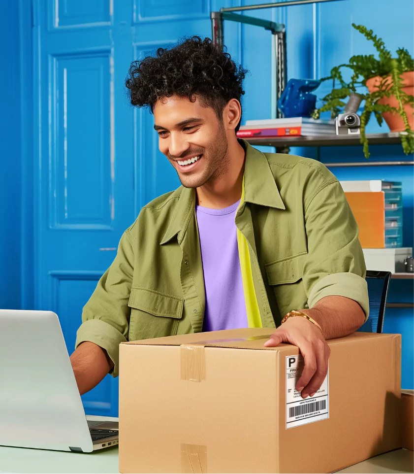 image of a man shipping items