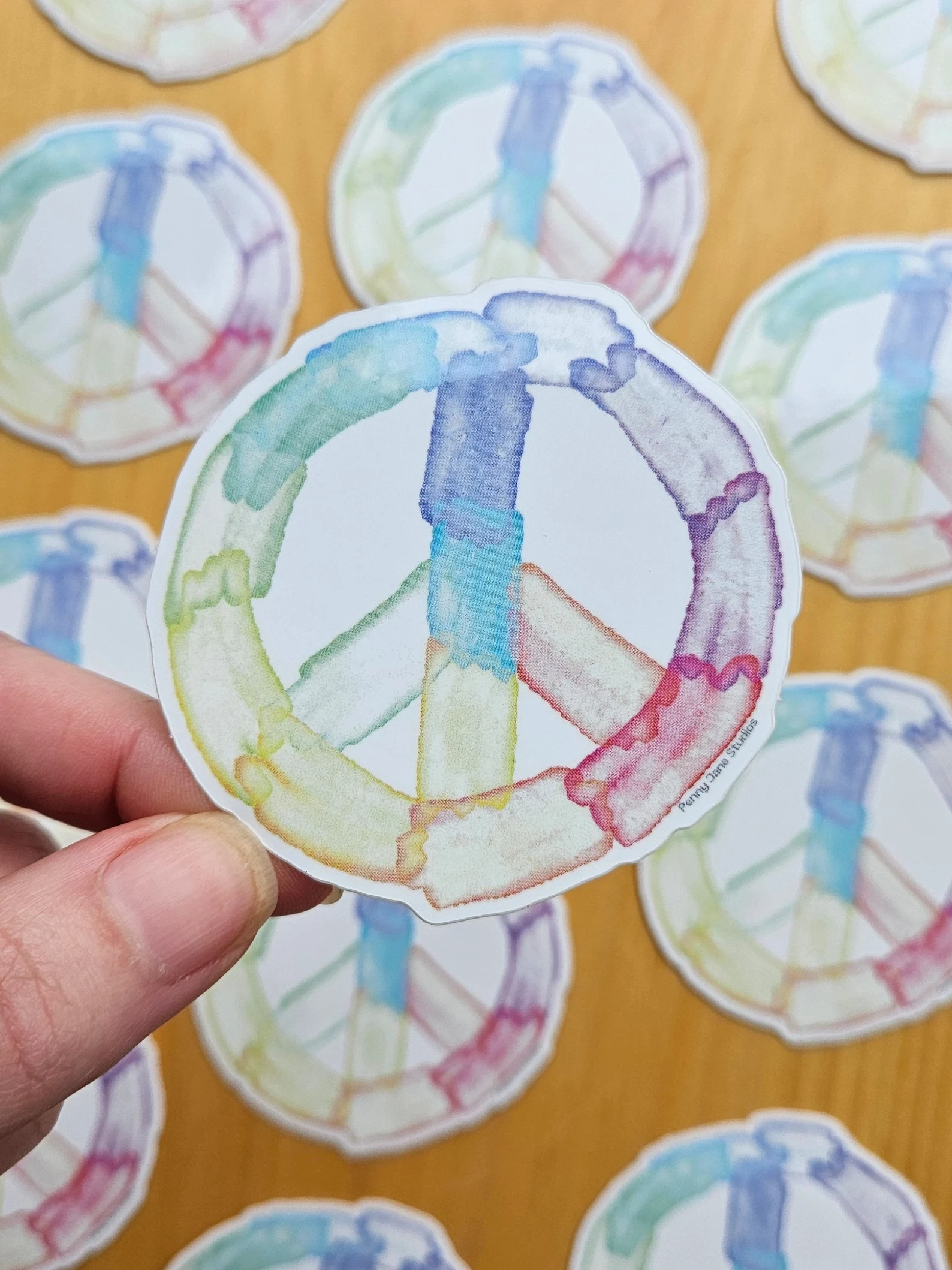 Watercolor Peace Sign Sticker