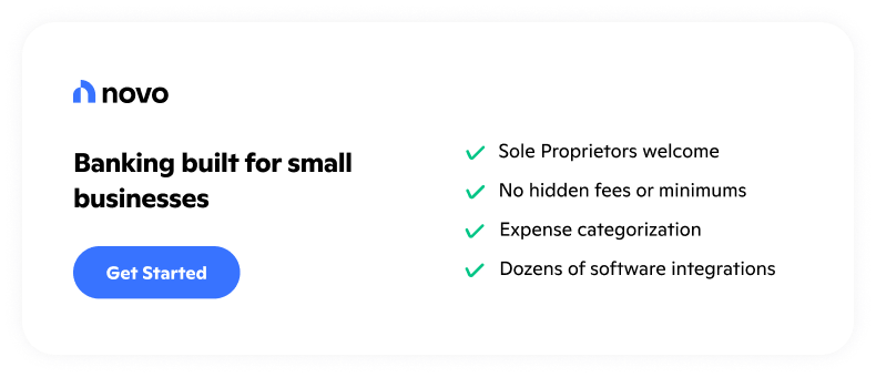 Novo is modern banking, built for small businesses. Sign up for Novo to accelerate your business growth.