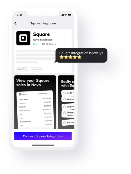 Screenshot of Novo's Square integration